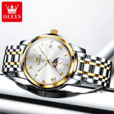 New Top Brand Moon Phase Men'S Watches Date Deep Waterproof Roman Dial High Quality Stainless Steel Original Watch for Men