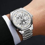 Men'S Watch Business Light Luxury High-End Brand Versatile Gold Hollow Male Fashion Quartz Clock Watches