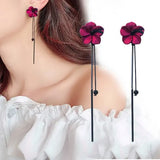 Exquisite Leaves Crystal Flower Stud Earrings for Women AAA Zircon Rose Butterfly Tassel Earring Bride Wedding Party Jewelry