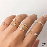 Gold Rings Set 5pc - Beauty & Butterflies