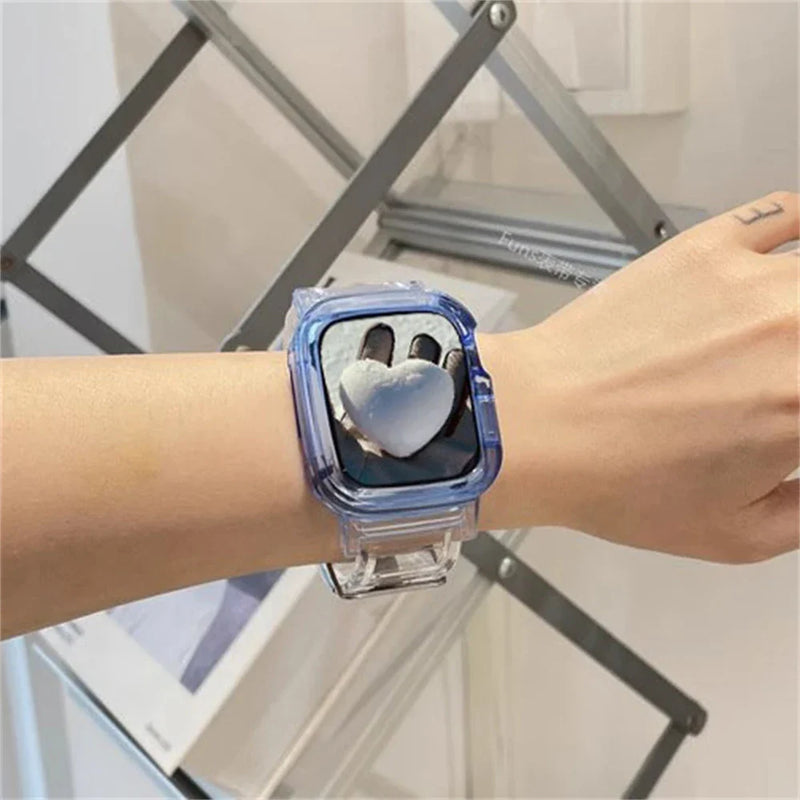 Korean Cute Transparent Apple Watch Band and Case