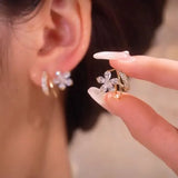 Exquisite Leaves Crystal Flower Stud Earrings for Women AAA Zircon Rose Butterfly Tassel Earring Bride Wedding Party Jewelry