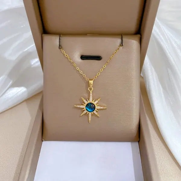 Exquisite Micro Inlaid Zircon Butterfly Tassel Necklace for Women Stainless Steel Moon Butterfly Flower Clavicle Choker Jewelry