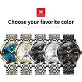 New Top Brand Moon Phase Men'S Watches Date Deep Waterproof Roman Dial High Quality Stainless Steel Original Watch for Men