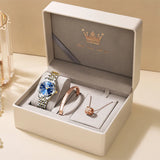 Original Brand Elegant Women'S Watches Waterproof Luminous Quartz Watch for Lady Necklace Bracelet Gift Box Set Calendar