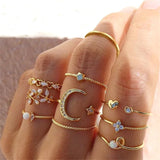 Gold Rings Set 5pc - Beauty & Butterflies