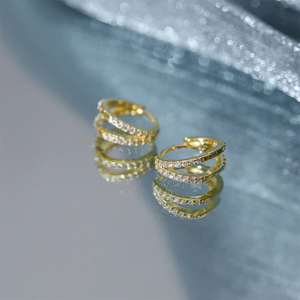 CANNER Double Circle 925 Sterling Silver Earring For Women Hoop Earrings Zirconia  Fine Jewelry Accessories 18K Gold Mom Gift