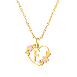 Korean Flower Stainless Steel Initial Letter Name Pendant Necklace for Women Men A-Z Letters Friendship Choker Jewelry Gifts