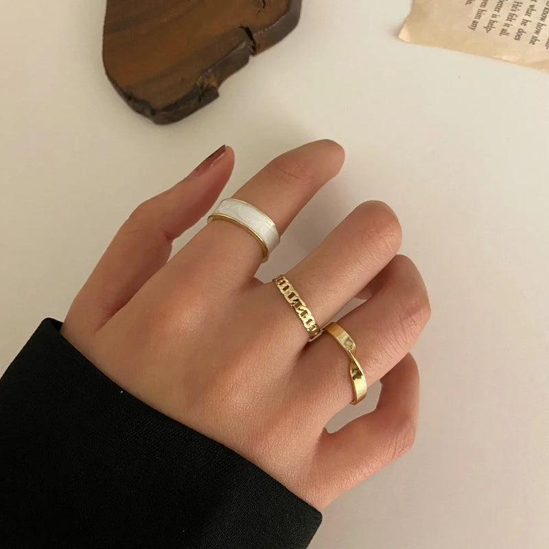 Gold Rings Set 5pc - Beauty & Butterflies