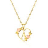 Korean Flower Stainless Steel Initial Letter Name Pendant Necklace for Women Men A-Z Letters Friendship Choker Jewelry Gifts