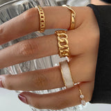 Gold Rings Set 5pc - Beauty & Butterflies