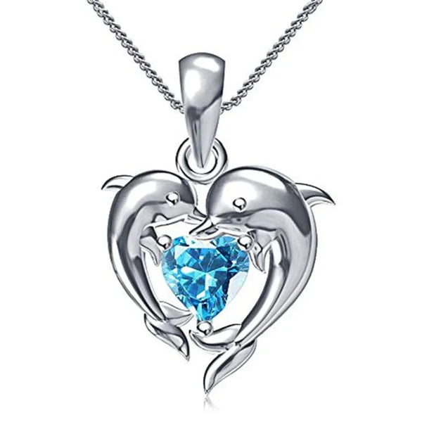 Romantic Love Dolphin Pendant Necklace for Women Exquisite Gift