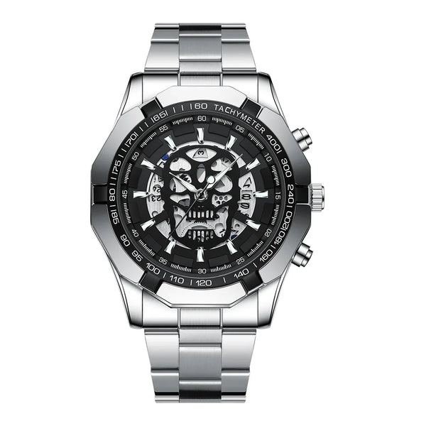 Men Watch Brand Sports Trend Original Luminous Skull Hollow Steel Strip Waterproof Male Fashion Quartz Clock Wristwatch