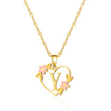 Korean Flower Stainless Steel Initial Letter Name Pendant Necklace for Women Men A-Z Letters Friendship Choker Jewelry Gifts