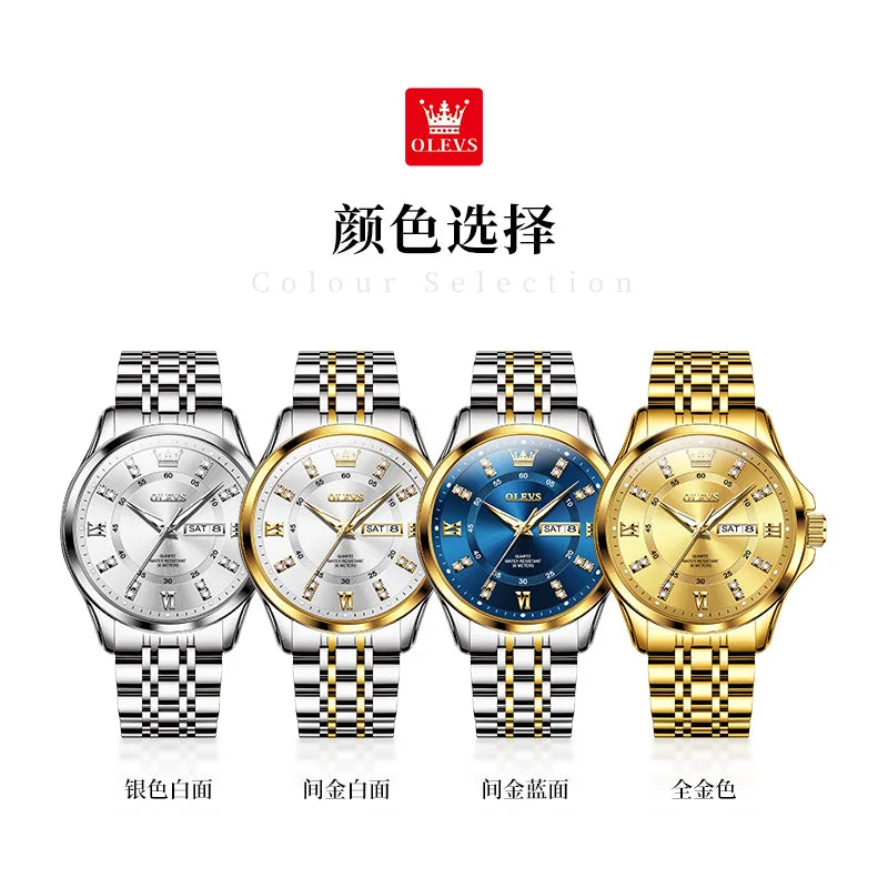 Original Luxury Couple Watch Waterproof Luminous Quartz Watch His and Her Stainless Steel Strap Temperament Wristwatch
