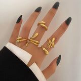 Gold Rings Set 5pc - Beauty & Butterflies