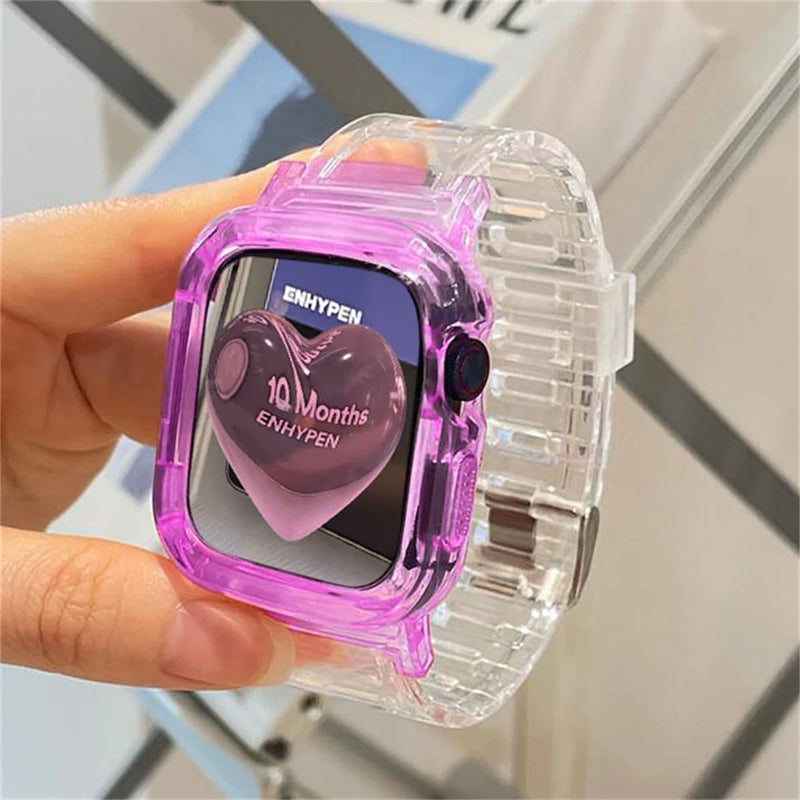 Korean Cute Transparent Apple Watch Band and Case