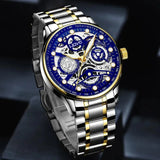 Men'S Watch Business Light Luxury High-End Brand Versatile Gold Hollow Male Fashion Quartz Clock Watches