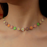 Korean Style Cute Small Daisy Flower Stud Earrings for Women Girls Sweet Statement Asymmetrical Earring Party Jewelry Gifts