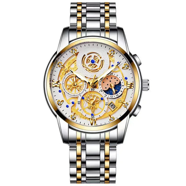 Men Watch Business Hollow New Concept Trendy Waterproof Calendar Steel Strip Male Fashion Quartz Clock Wristwatches