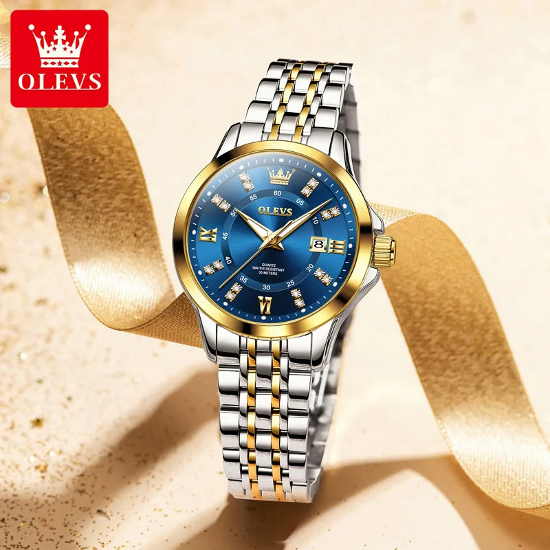 Original Luxury Couple Watch Waterproof Luminous Quartz Watch His and Her Stainless Steel Strap Temperament Wristwatch