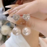 Luxury Trend Black Color Double Layer Earrings for Women Korean Crystal Zircon Geometric Earring Bride Wedding Statement Jewelry