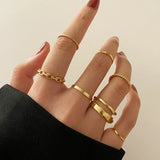 Gold Rings Set 5pc - Beauty & Butterflies