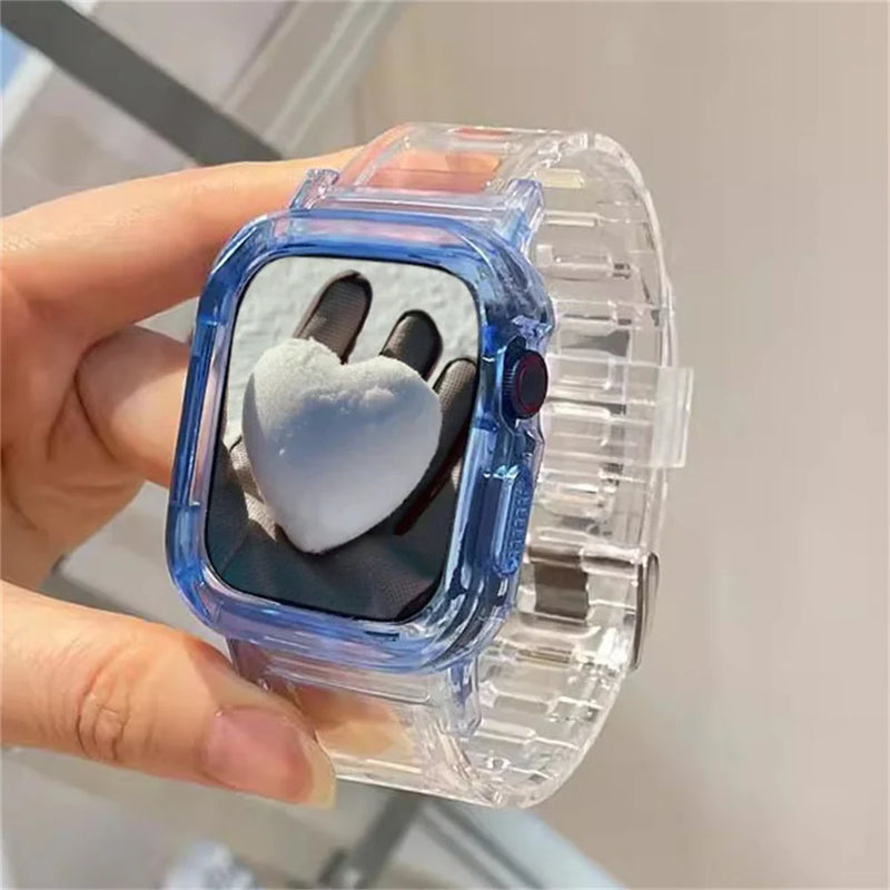Korean Cute Transparent Apple Watch Band and Case