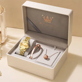 Original Brand Elegant Women'S Watches Waterproof Luminous Quartz Watch for Lady Necklace Bracelet Gift Box Set Calendar