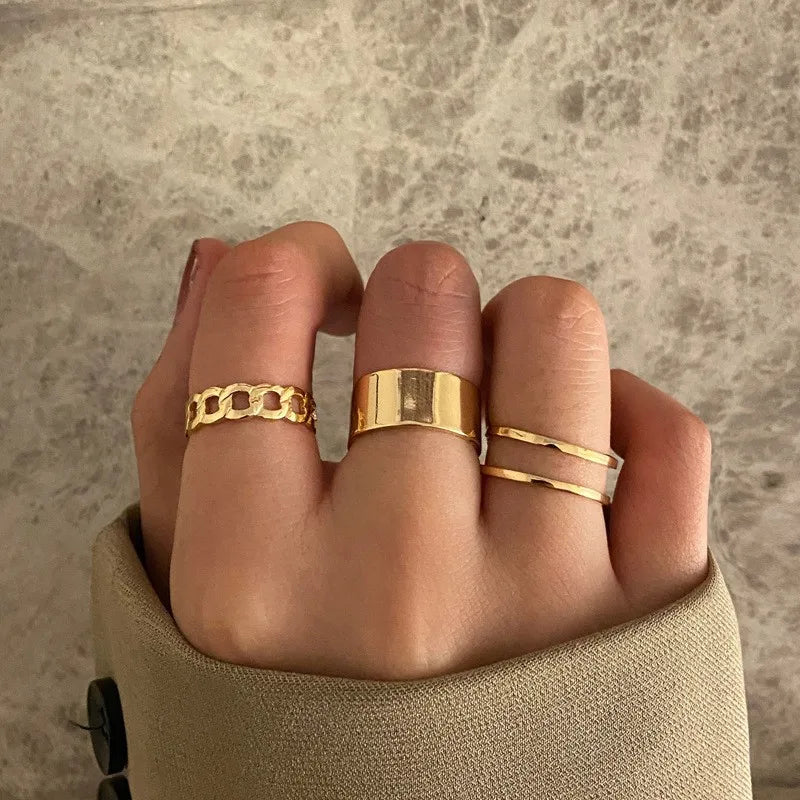 Gold Rings Set 5pc - Beauty & Butterflies