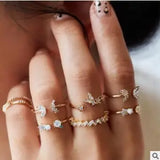 Gold Rings Set 5pc - Beauty & Butterflies