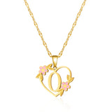 Korean Flower Stainless Steel Initial Letter Name Pendant Necklace for Women Men A-Z Letters Friendship Choker Jewelry Gifts