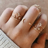 Gold Rings Set 5pc - Beauty & Butterflies
