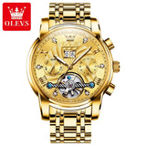 Mens Watch Automatic Mechanical Tourbillon Slef-Wind Luxury Stainless Steel Strap Waterproof Luminous Date Wrist Watch