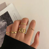 Gold Rings Set 5pc - Beauty & Butterflies