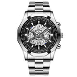 Men Watch Light Luxury Brand Business Hollow Luminous Waterproof Stainless Steel Metal Strap Male Fashion Quartz Watches