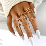 Gold Rings Set 5pc - Beauty & Butterflies