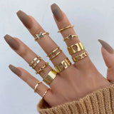 Gold Rings Set 5pc - Beauty & Butterflies