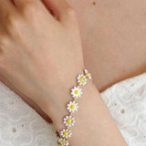 Korean Style Cute Small Daisy Flower Stud Earrings for Women Girls Sweet Statement Asymmetrical Earring Party Jewelry Gifts