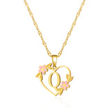 Korean Flower Stainless Steel Initial Letter Name Pendant Necklace for Women Men A-Z Letters Friendship Choker Jewelry Gifts