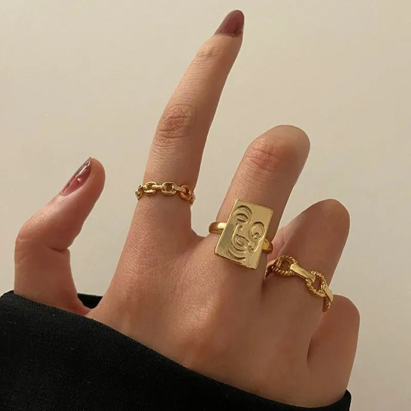 Gold Rings Set 5pc - Beauty & Butterflies