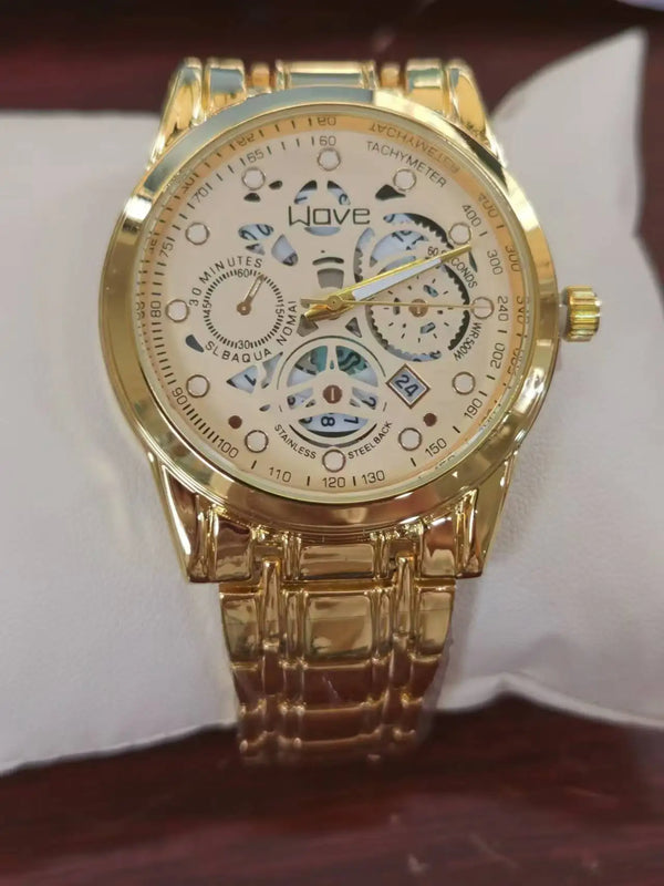 Men'S Watch Business Light Luxury High-End Brand Versatile Gold Hollow Male Fashion Quartz Clock Watches