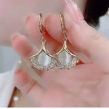 Luxury Trend Black Color Double Layer Earrings for Women Korean Crystal Zircon Geometric Earring Bride Wedding Statement Jewelry