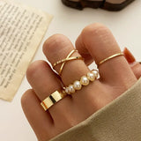 Gold Rings Set 5pc - Beauty & Butterflies