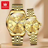Original Luxury Couple Watch Waterproof Luminous Quartz Watch His and Her Stainless Steel Strap Temperament Wristwatch