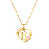 Korean Flower Stainless Steel Initial Letter Name Pendant Necklace for Women Men A-Z Letters Friendship Choker Jewelry Gifts