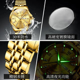 Original Luxury Couple Watch Waterproof Luminous Quartz Watch His and Her Stainless Steel Strap Temperament Wristwatch