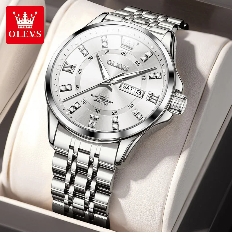 Original Luxury Couple Watch Waterproof Luminous Quartz Watch His and Her Stainless Steel Strap Temperament Wristwatch