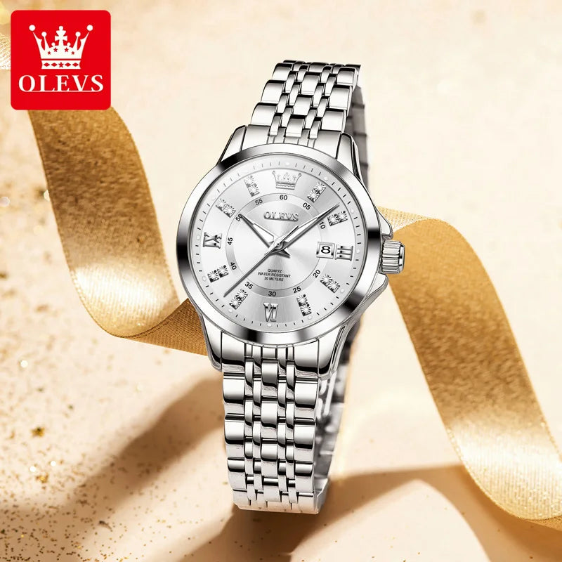 Original Luxury Couple Watch Waterproof Luminous Quartz Watch His and Her Stainless Steel Strap Temperament Wristwatch