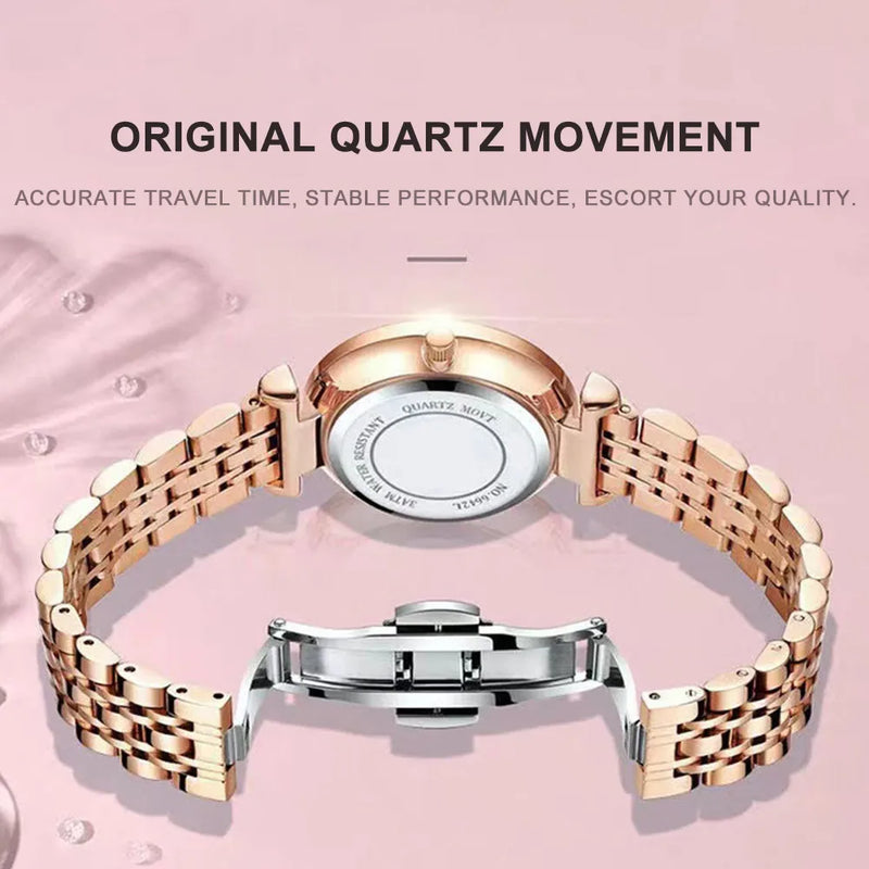 Luxury Watches for Ladies Top Brand Stainless Steel Waterproof Quartz Female Wrist Watch Relogio Feminino Girl Gift+Box